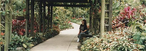 Marsha in a flower garden